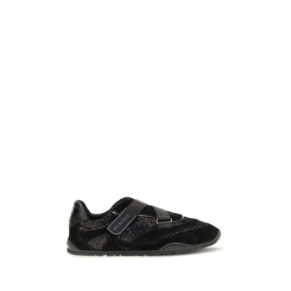 PINKO Black Suede Leather Athletic Women's Sneakers